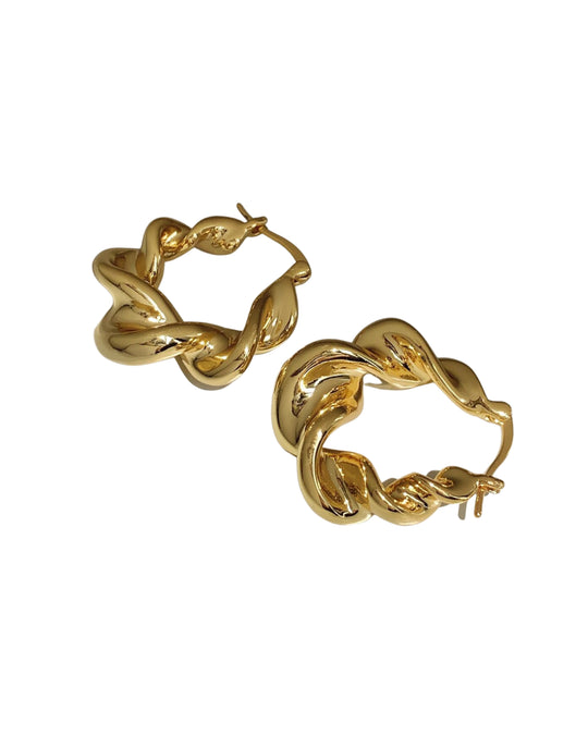 Gold Chunky Twisted Hoops