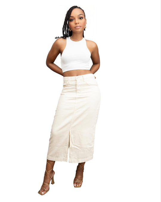 Ivory Oasis Jean Skirt