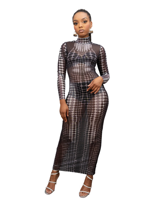 Onyx Illusion Mesh Dress